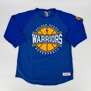 New Mitchell & Ness Men's Golden State Warriors 3/4 Sleeve Shirt Size: L